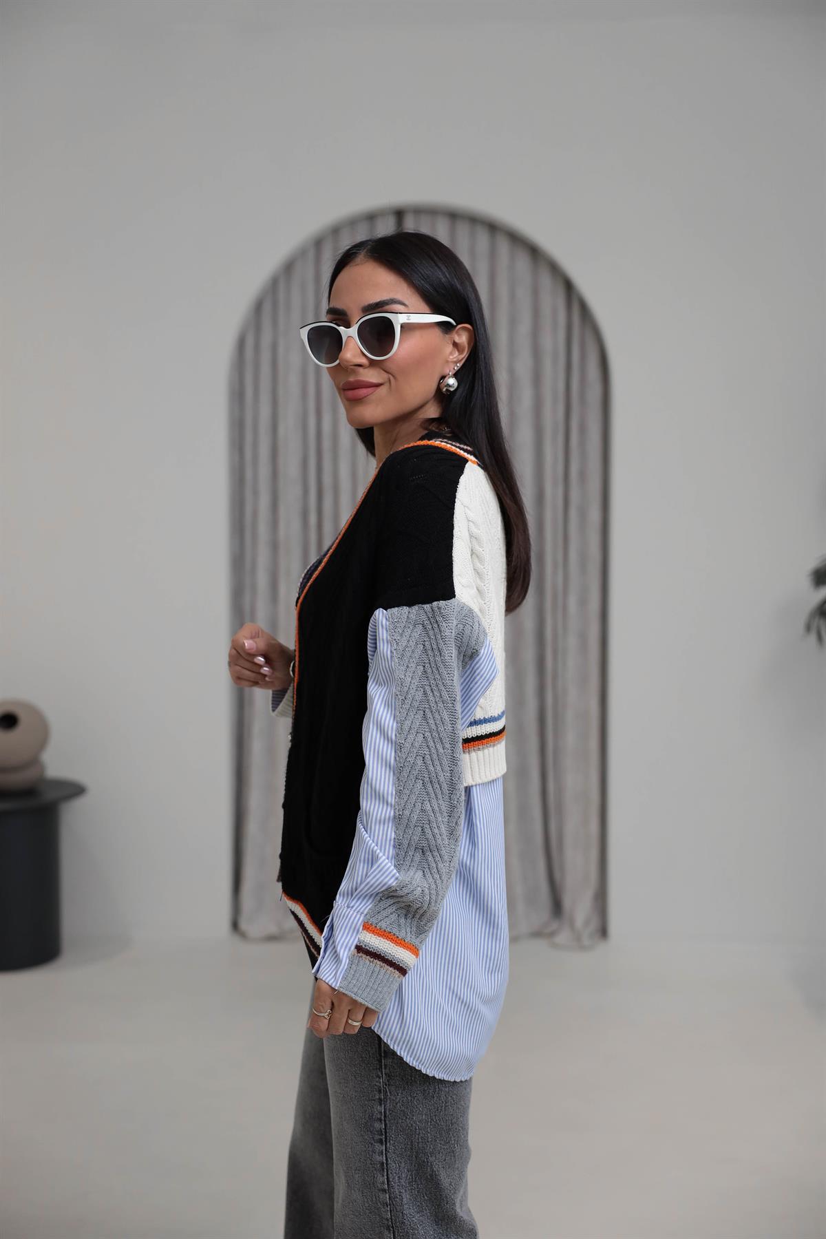 2599 Gömlek Mixli Triko Hırka RENKLİ