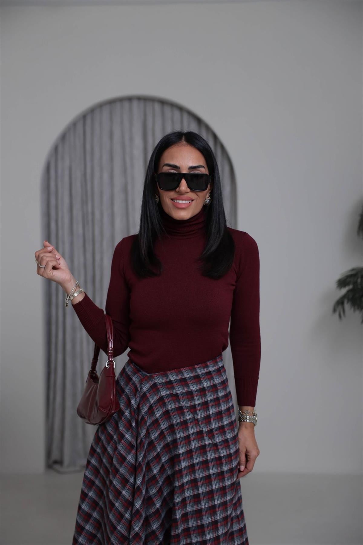 013 Balıkçı Yaka Triko Kazak BORDO