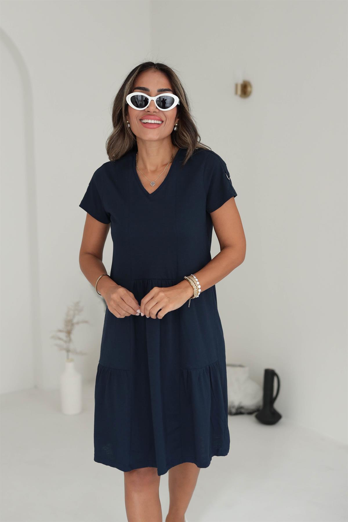 4919 V Yaka Rahat Penye Elbise