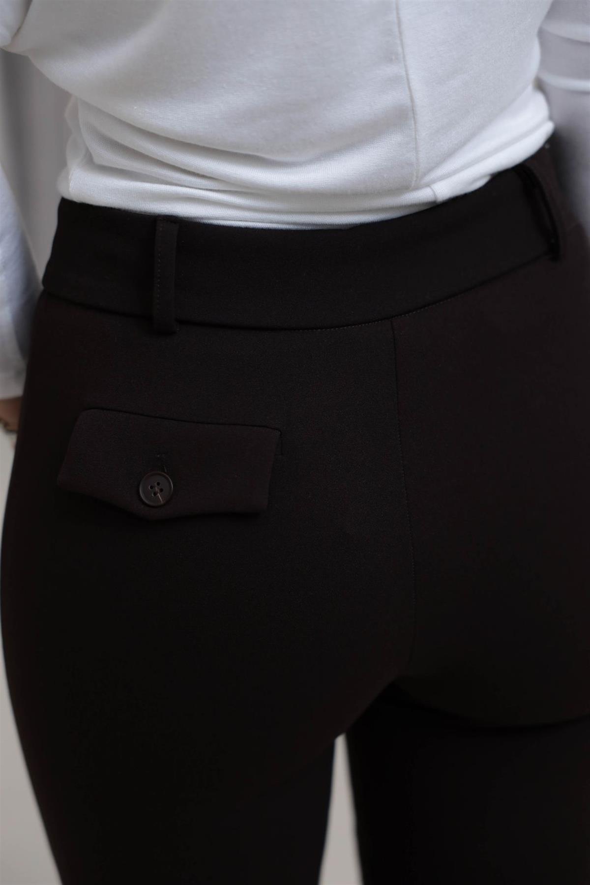 4094 Korsajlı Likralı Flare Pantolon KAHVE