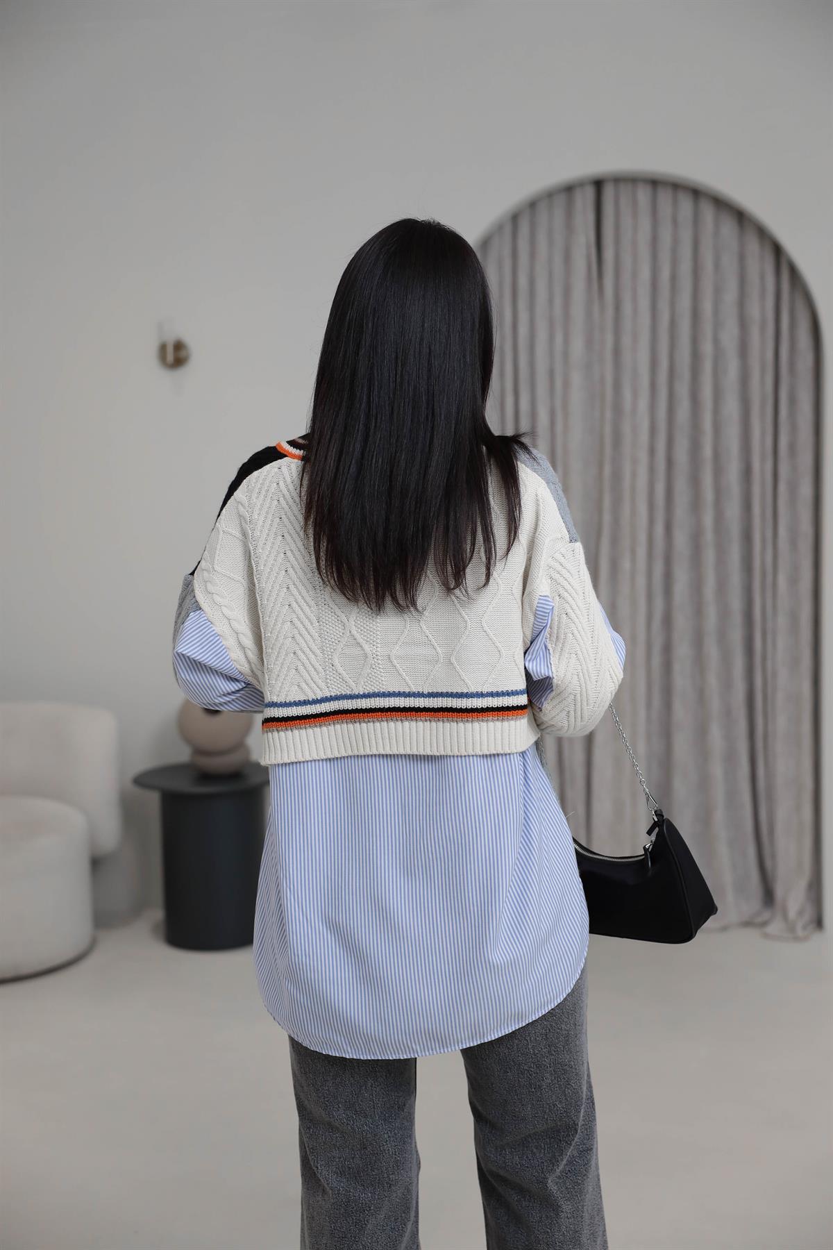 2599 Gömlek Mixli Triko Hırka RENKLİ