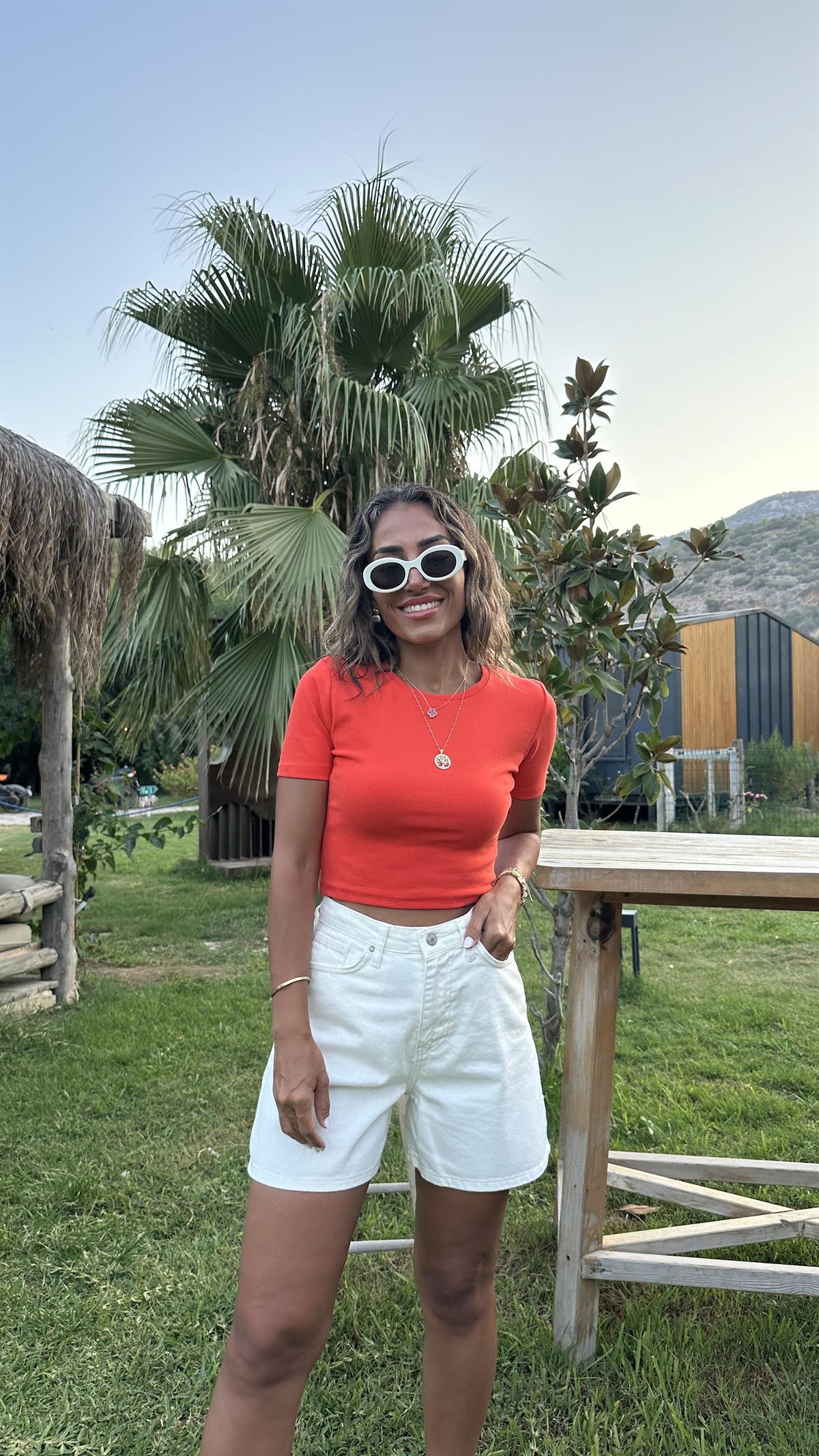 0124 Pamuklu Crop Tshirt