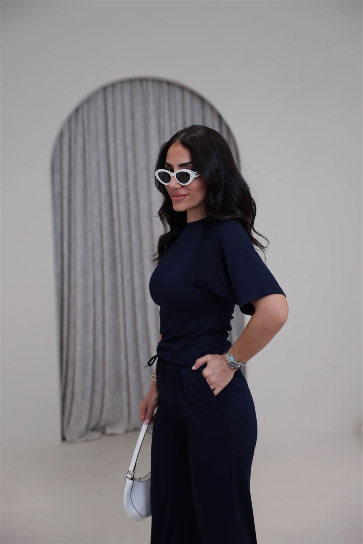 Bisiklet Yaka Kısa Reglan Kol Modal Takım LACİVERT