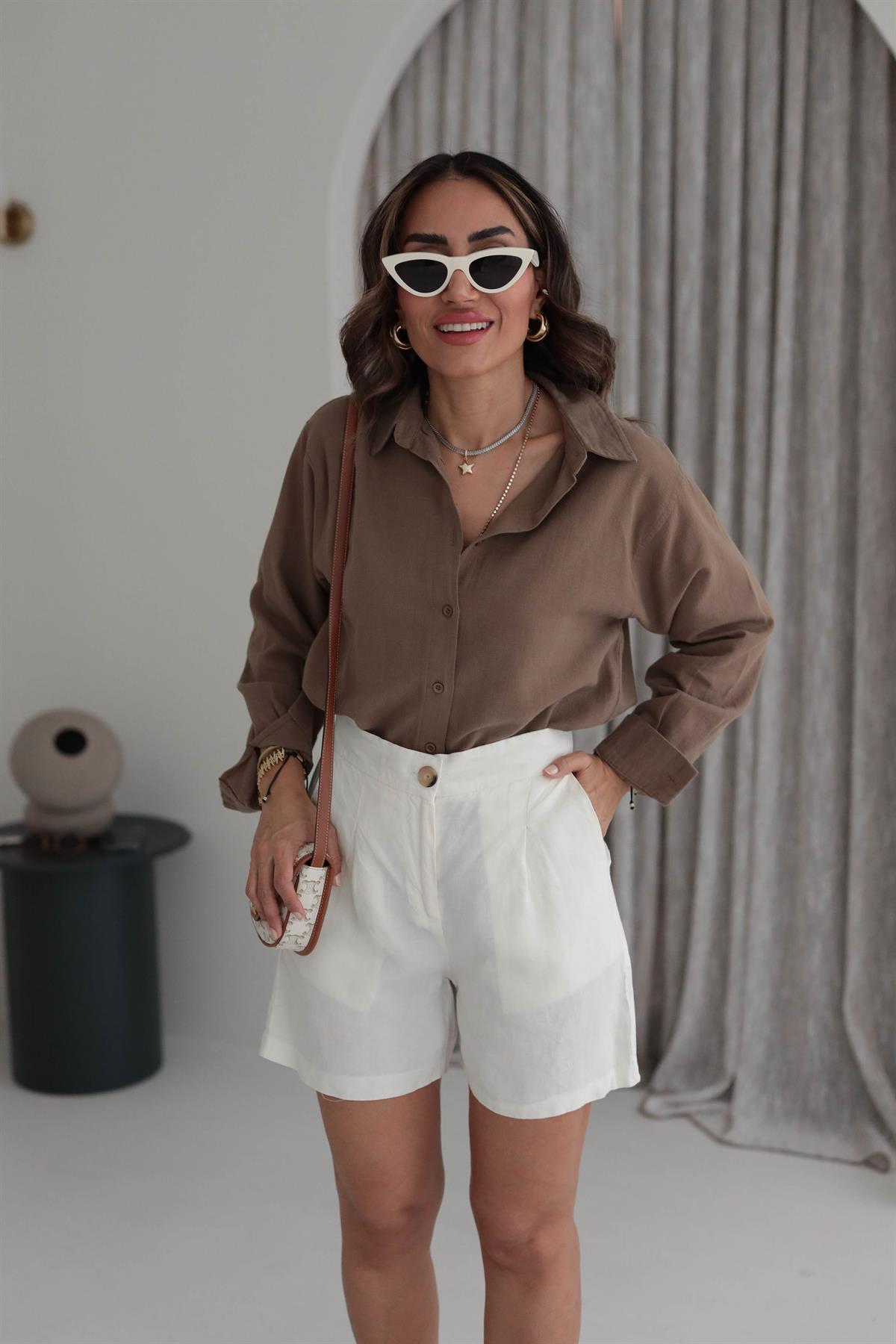 6211 Ham Keten Şort