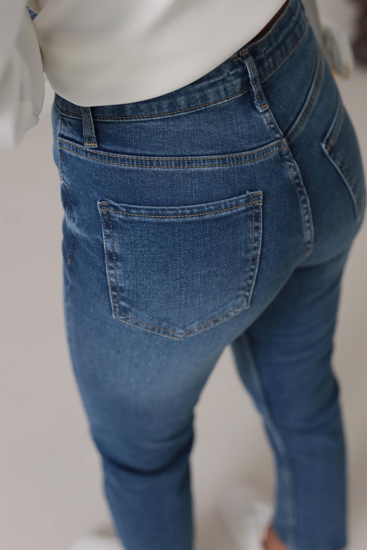 ZA Likralı Mom Jean MAVİ