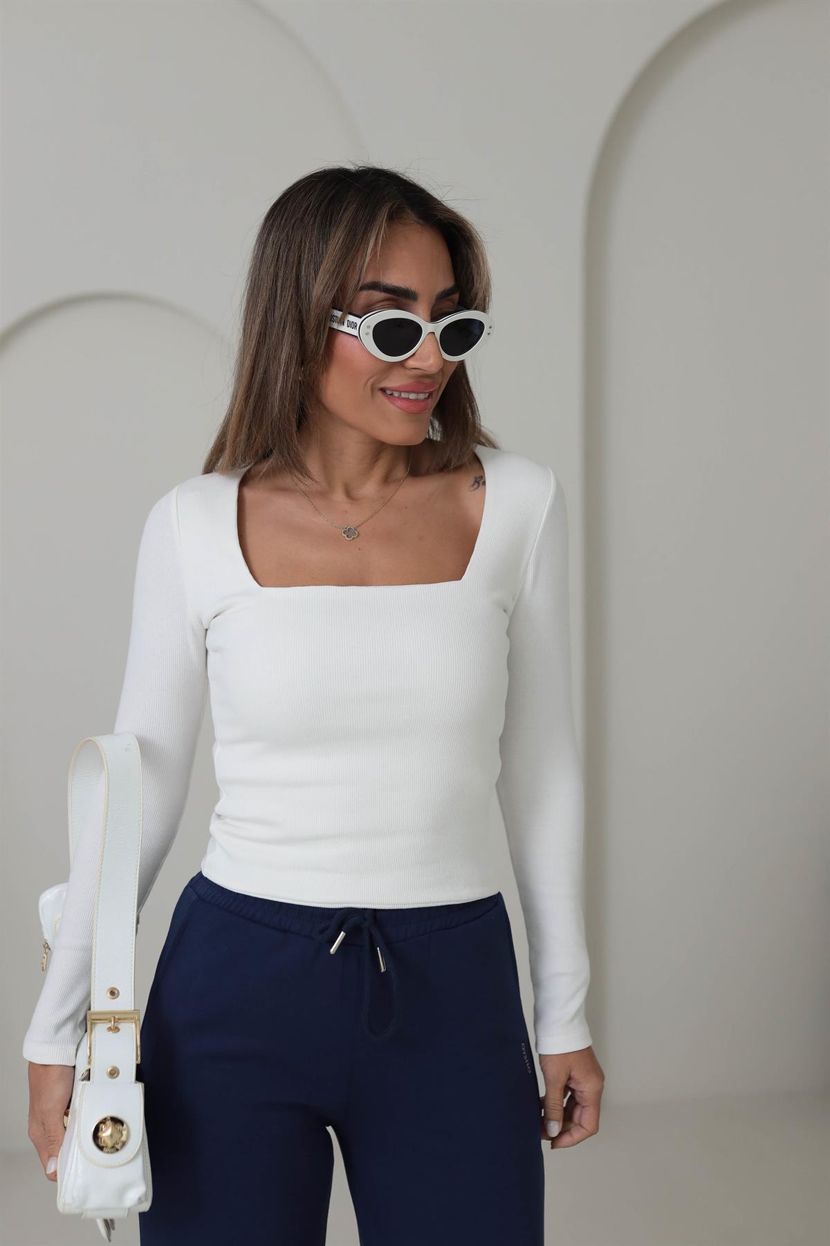 3301 Kare Yaka Kaşkorse Bluz