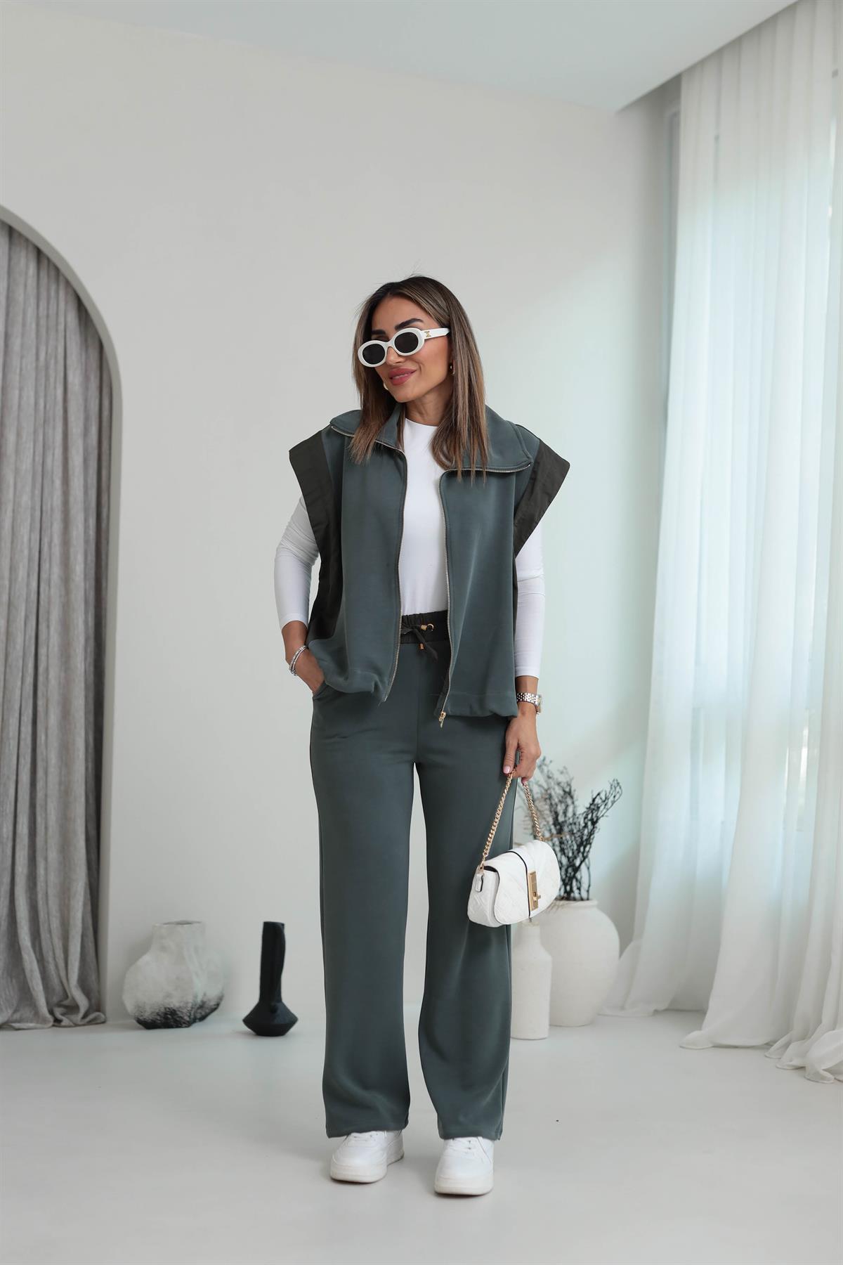 Ntwork Modal Yelekli Takım HAKİ YEŞİL