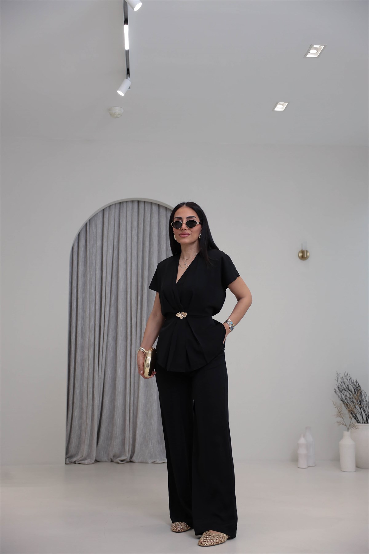 7286 Vatkalı Önü Aksesuarlı Takım SİYAH