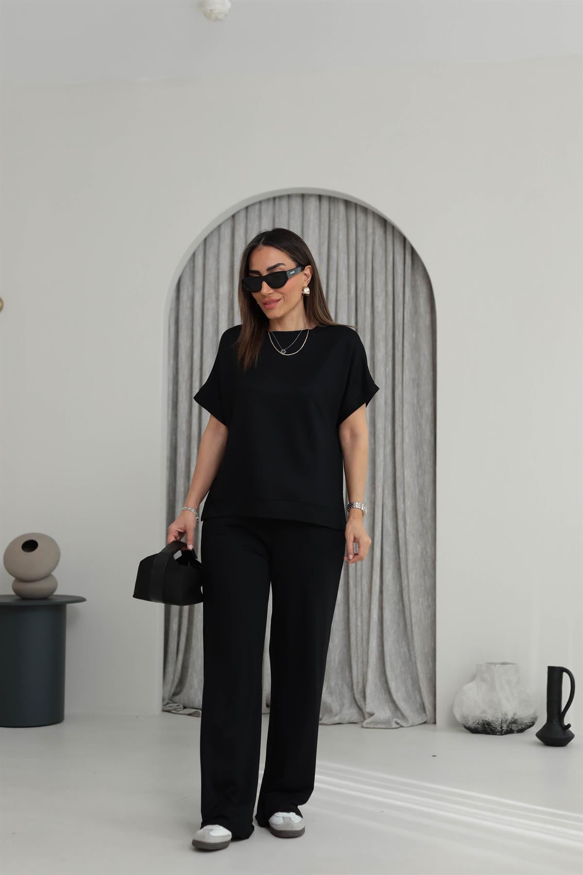 3183 Kısa Kol Modal Takım SİYAH