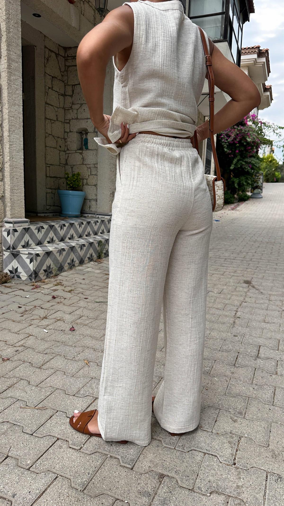 6307 Önü Bağcıklı Pantolon