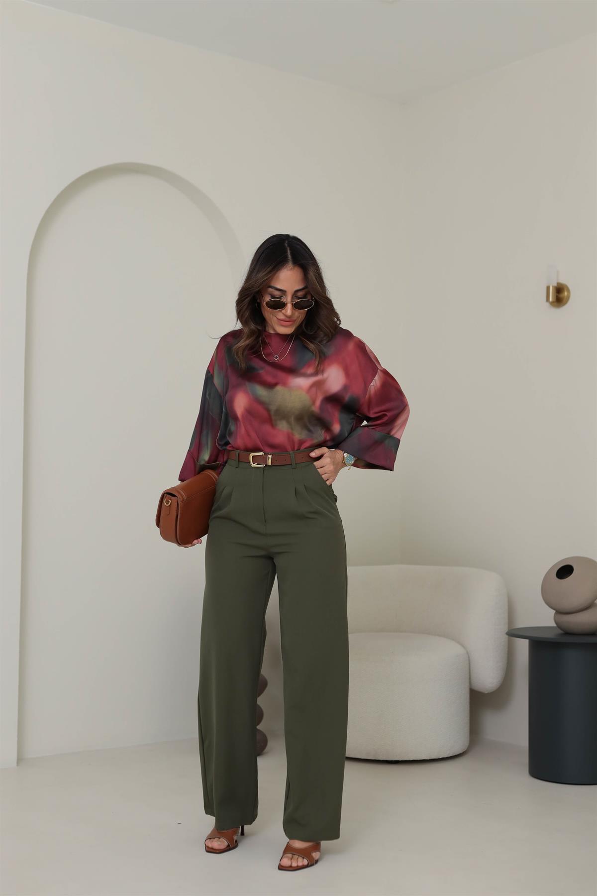 2300 Palazzo Pantolon HAKİ YEŞİL