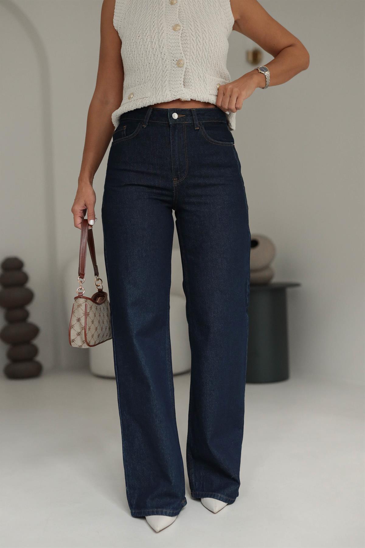 4380 Geniş Paça Flare Pantolon LACİVERT