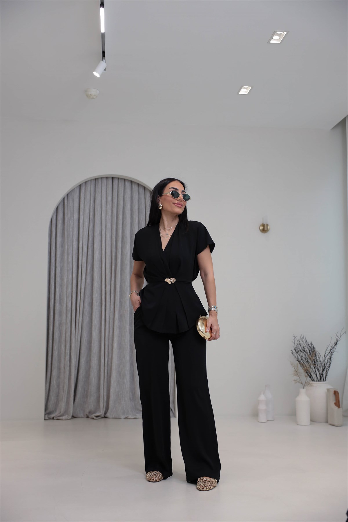 7286 Vatkalı Önü Aksesuarlı Takım SİYAH