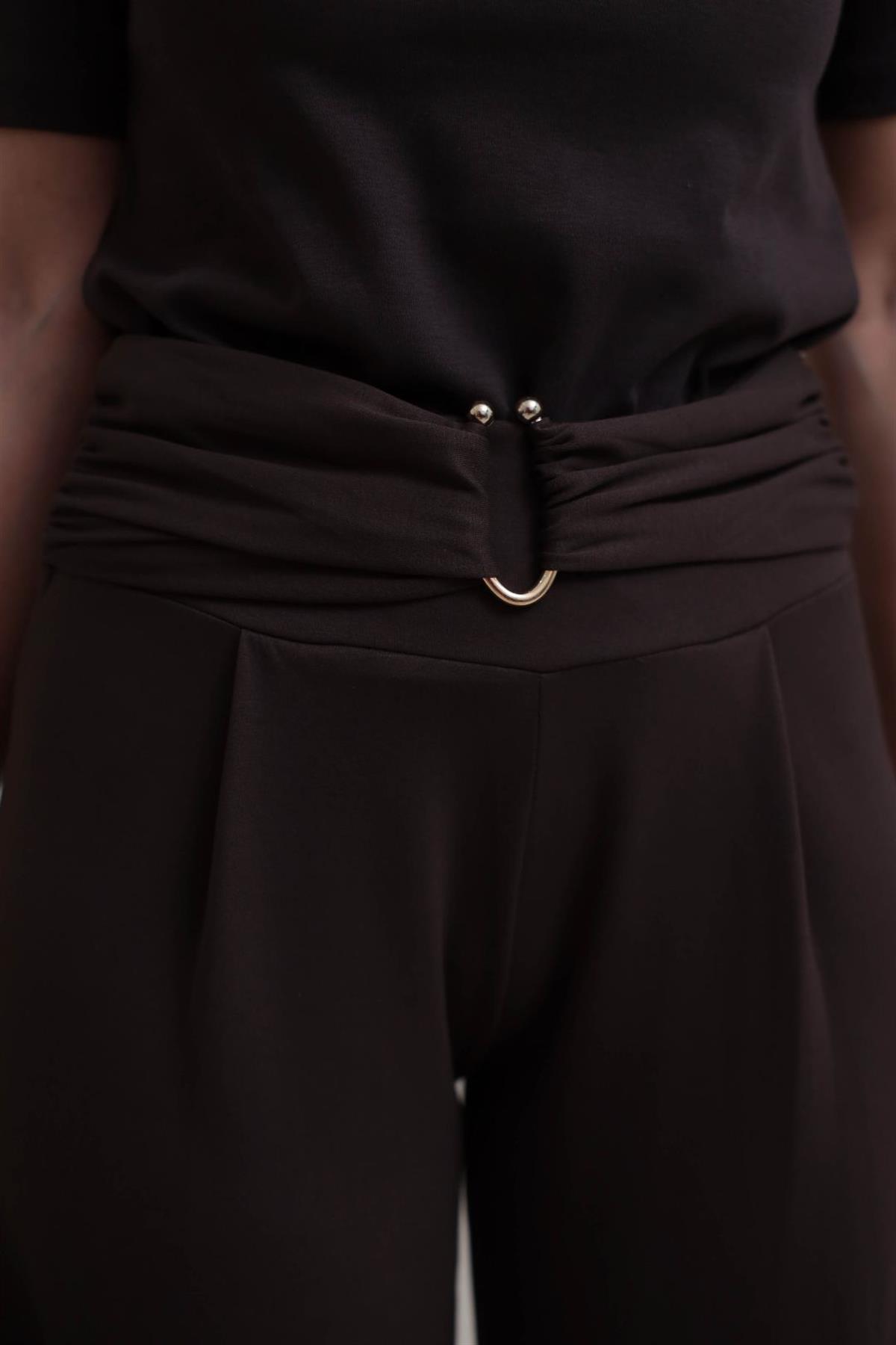 9888 Toka Detay Modal Pantolon KAHVE