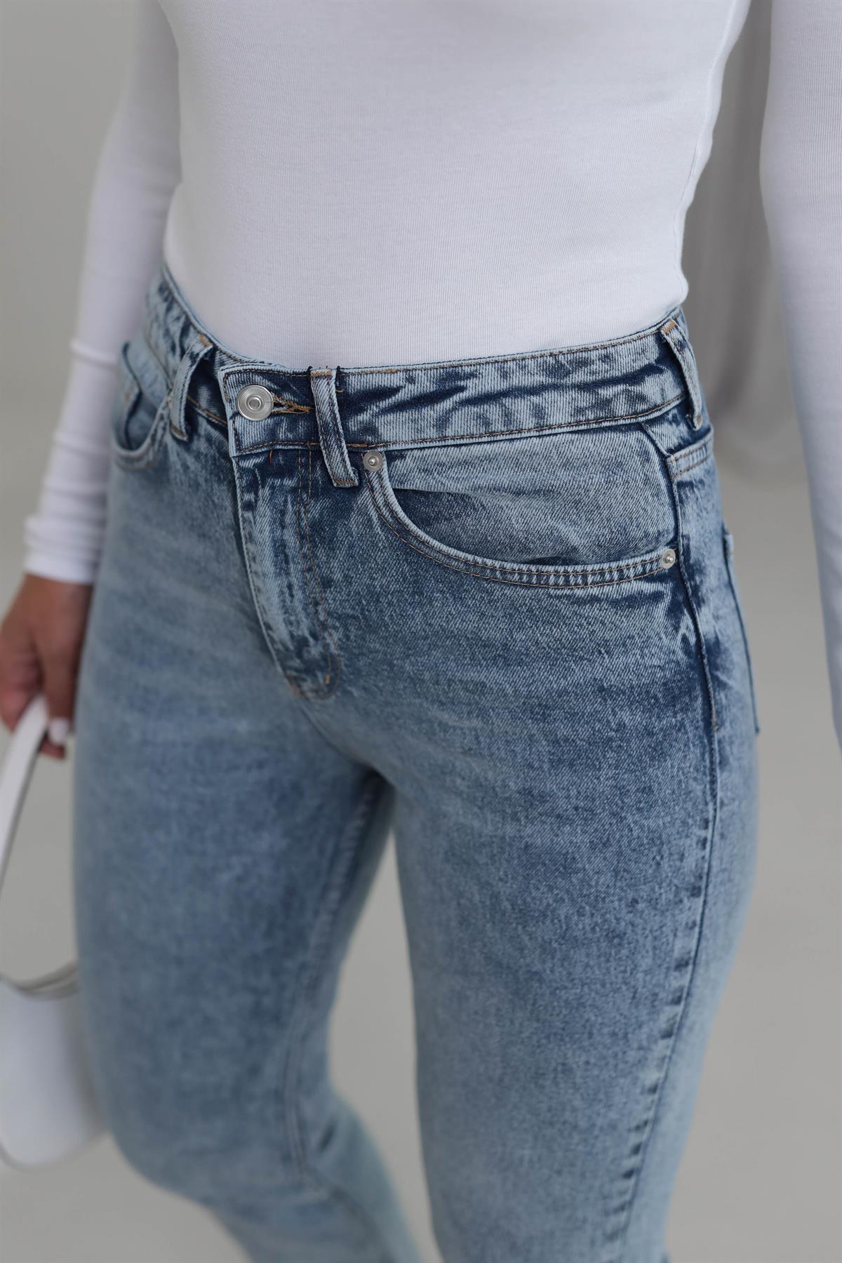 1419 ZA Likralı Mom Jean AÇIK MAVİ