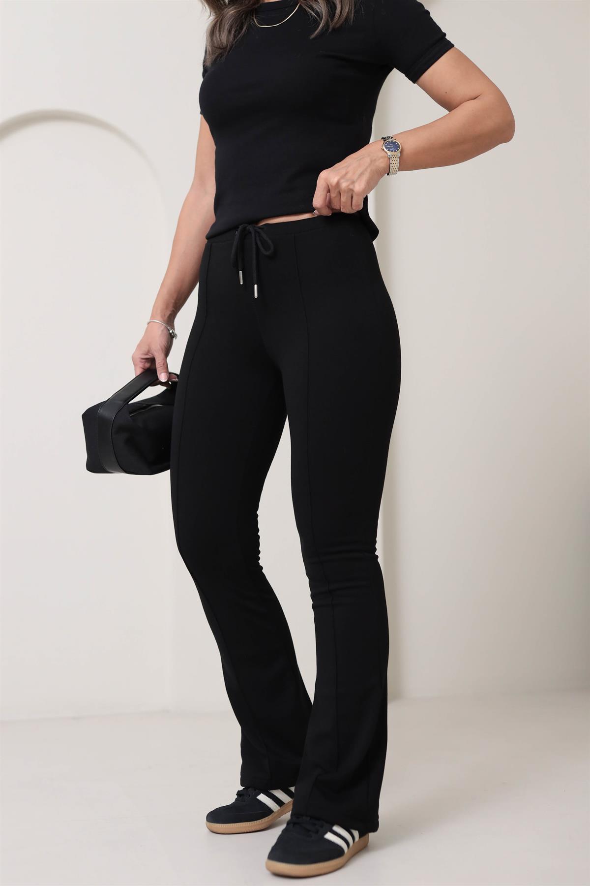 Za Ön Dikiş Detay İspanyol Paça Pantolon SİYAH