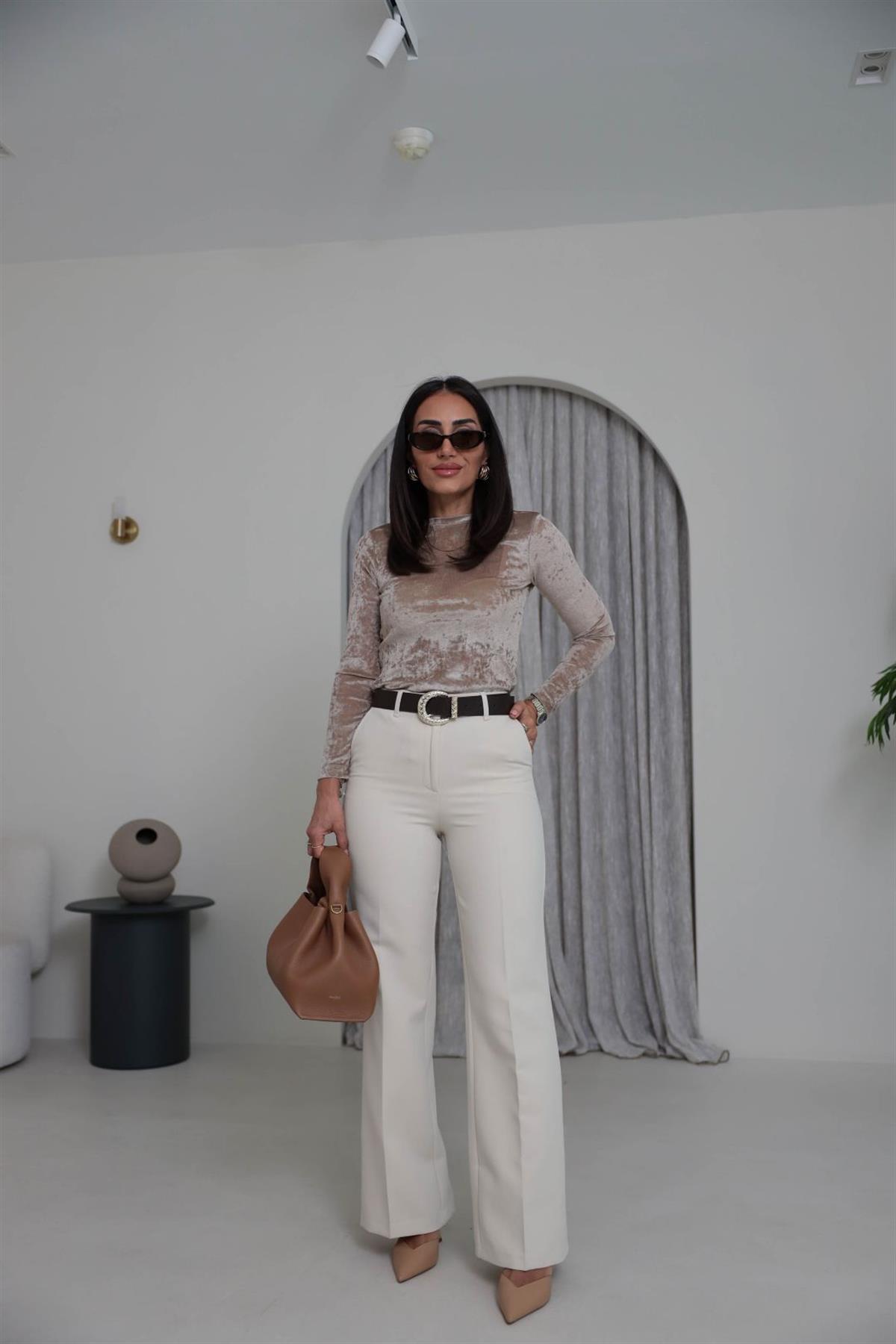 7038 Kemerli Palazzo Pantolon BEJ