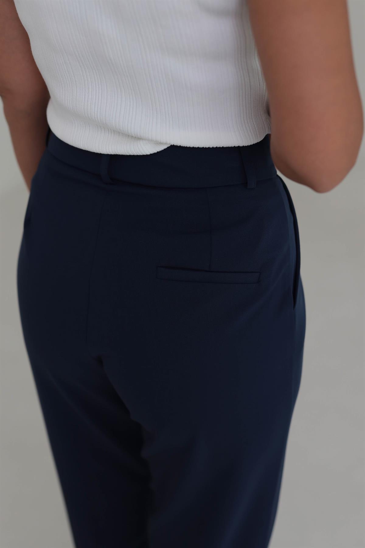 1207 Pile Detaylı Havuç Pantolon LACİVERT