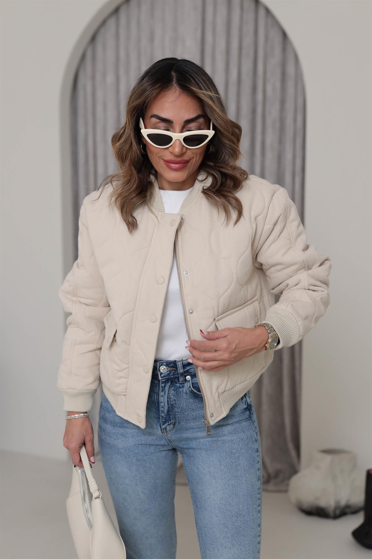 9516 Kapitone Şişme Mont TAŞ