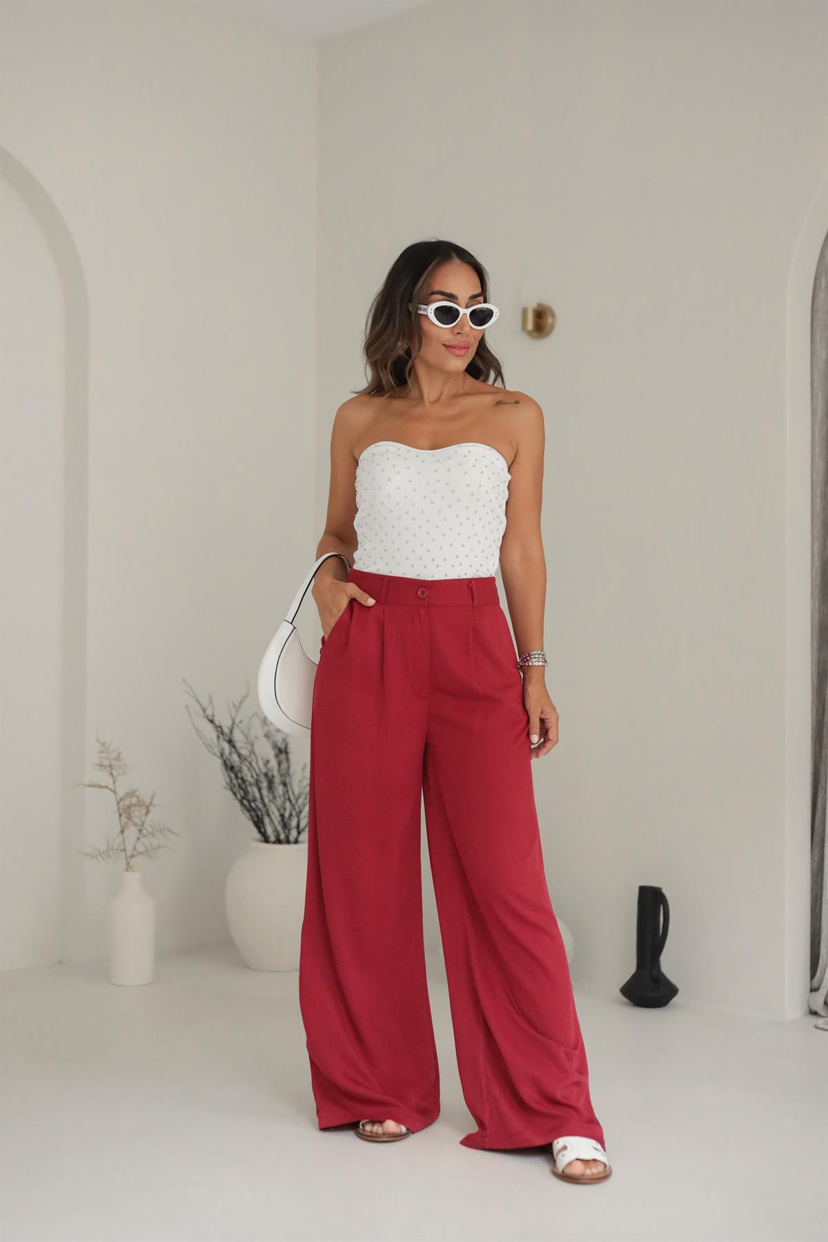 Tencel Kumaş Palazzo Pantolon