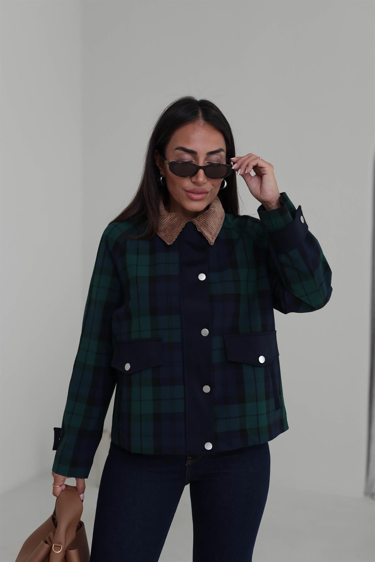 2065 Kadife Yaka Ekose Ceket EKOSE