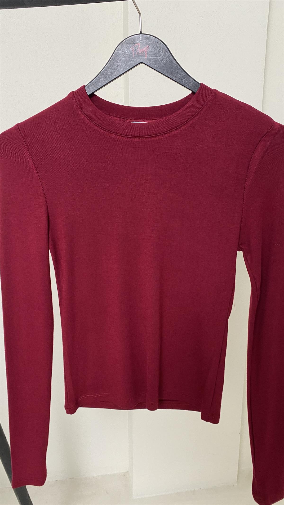 5068 Yumuşak Doku Parmak Geçmeli Bluz BORDO