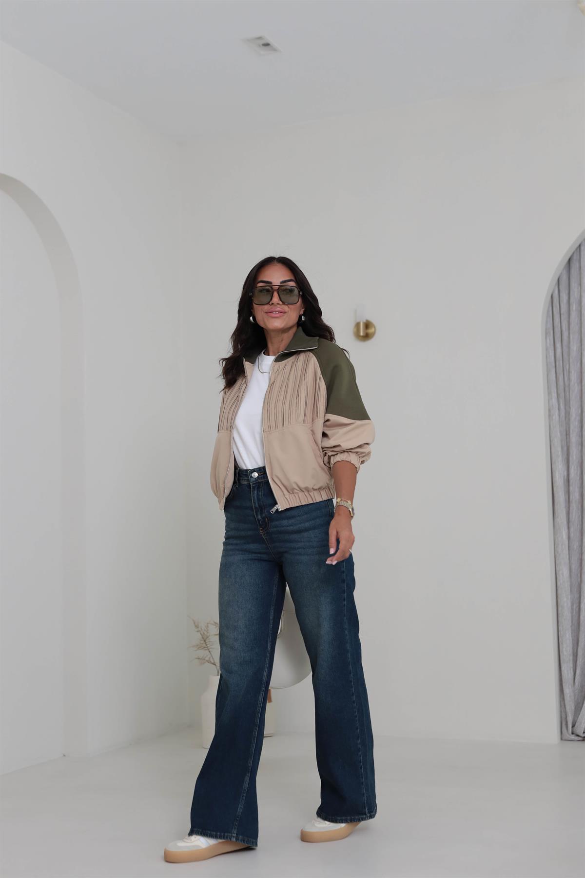 1071 Yüksek Bel Dökümlü Palazzo Jean KOYU TİNTLİ