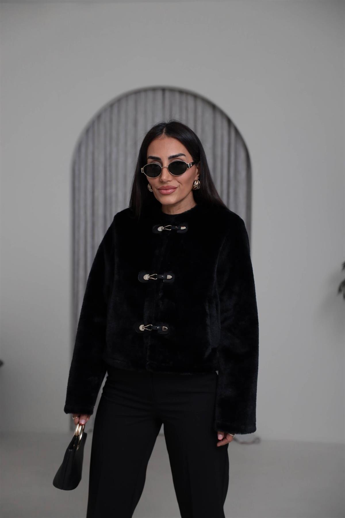 1289 Gold Aksesuar Detaylı Ceket SİYAH