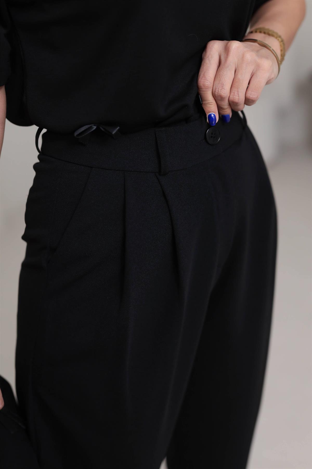 3102 Rahat Kalıp Likralı Pantolon SİYAH