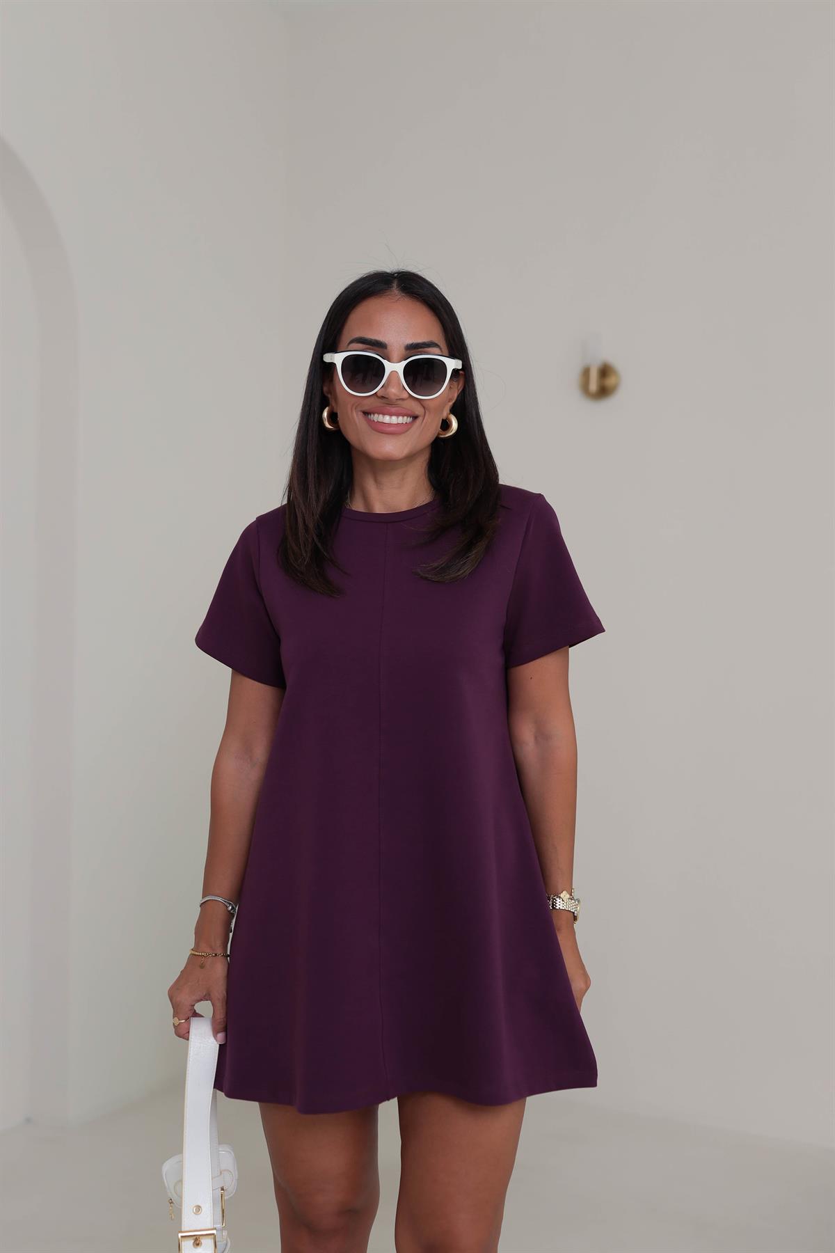1523 Ön Dikiş Detaylı Penye Elbise MOR