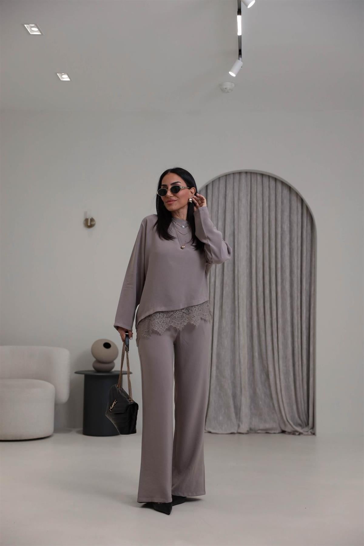 7308 Dantelli Tencel Modal Takım TAŞ