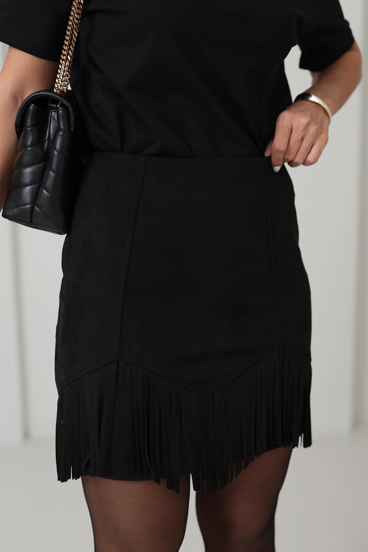 5469 Püsküllü Süet Etek