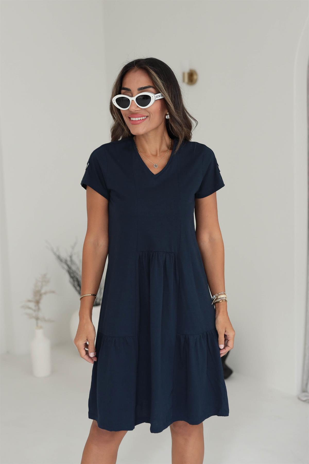 4919 V Yaka Rahat Penye Elbise