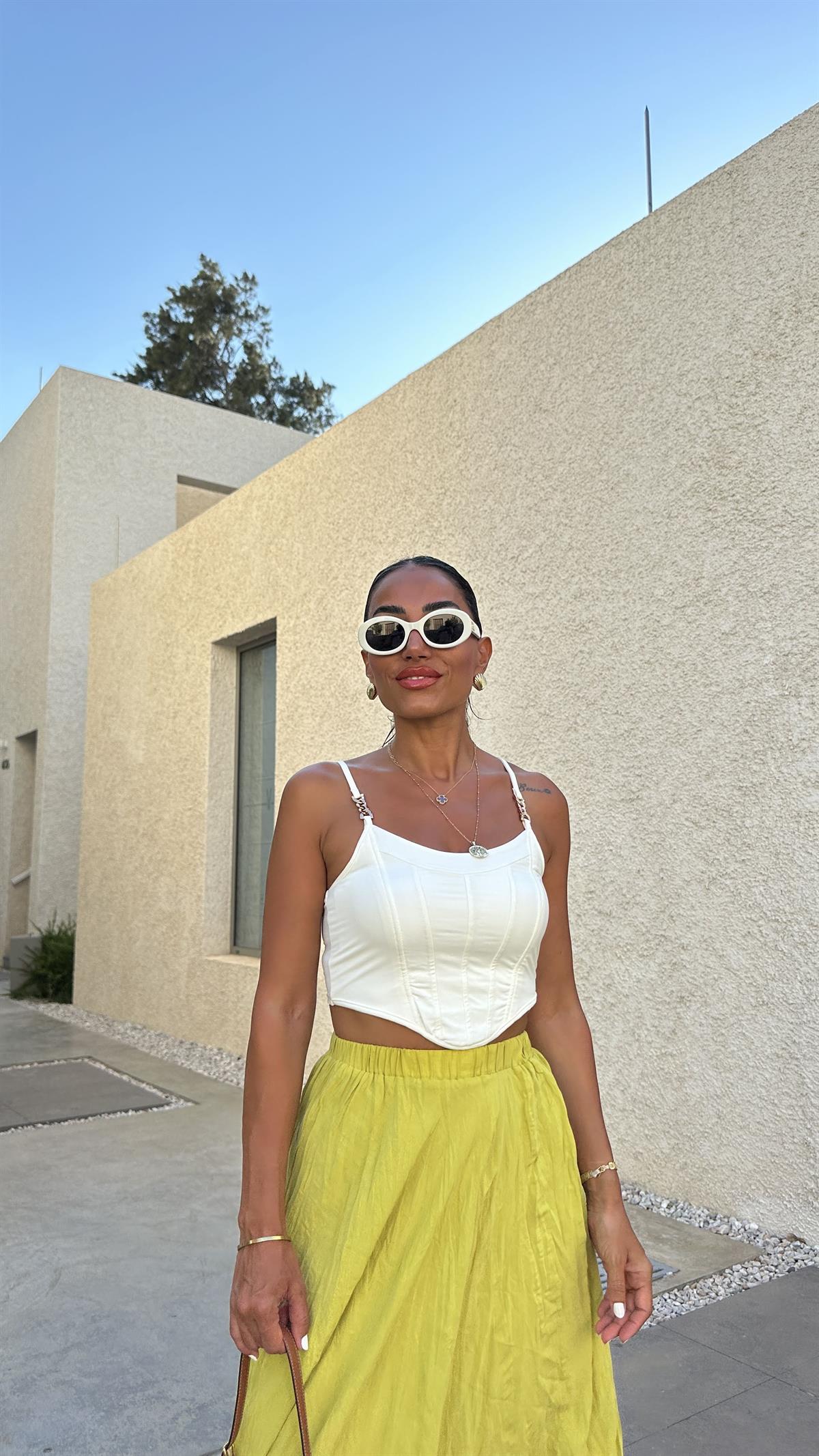 6156 Zincir Detaylı İp Askılı Crop