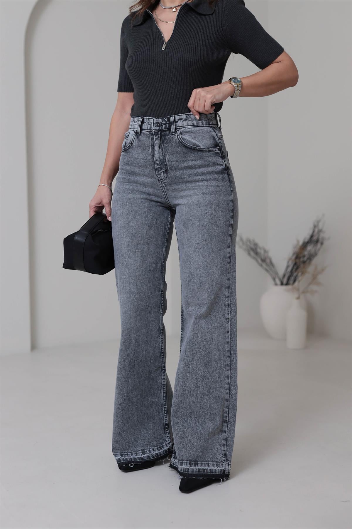 Massi Paça Püsküllü Wideleg Jean GRİ