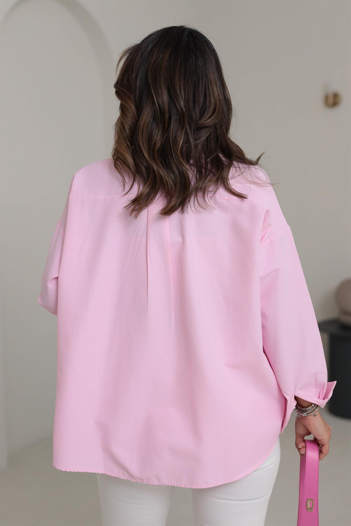 0293 Poplin Kumaş Gömlek PEMBE