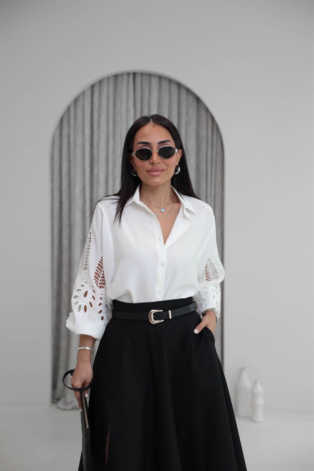 Kolları Fisto Detaylı Gömlek EKRU