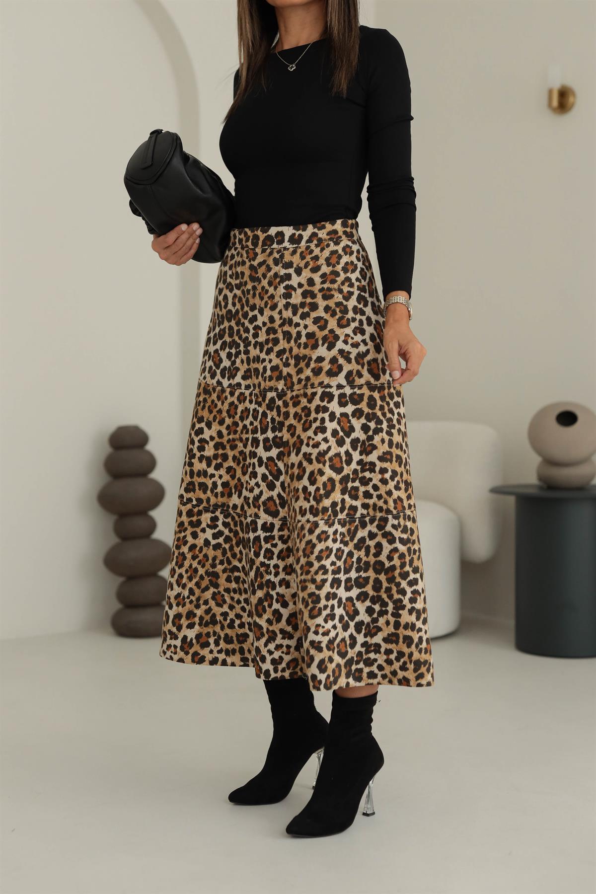 6609 Leopar Desen Nubuk Etek