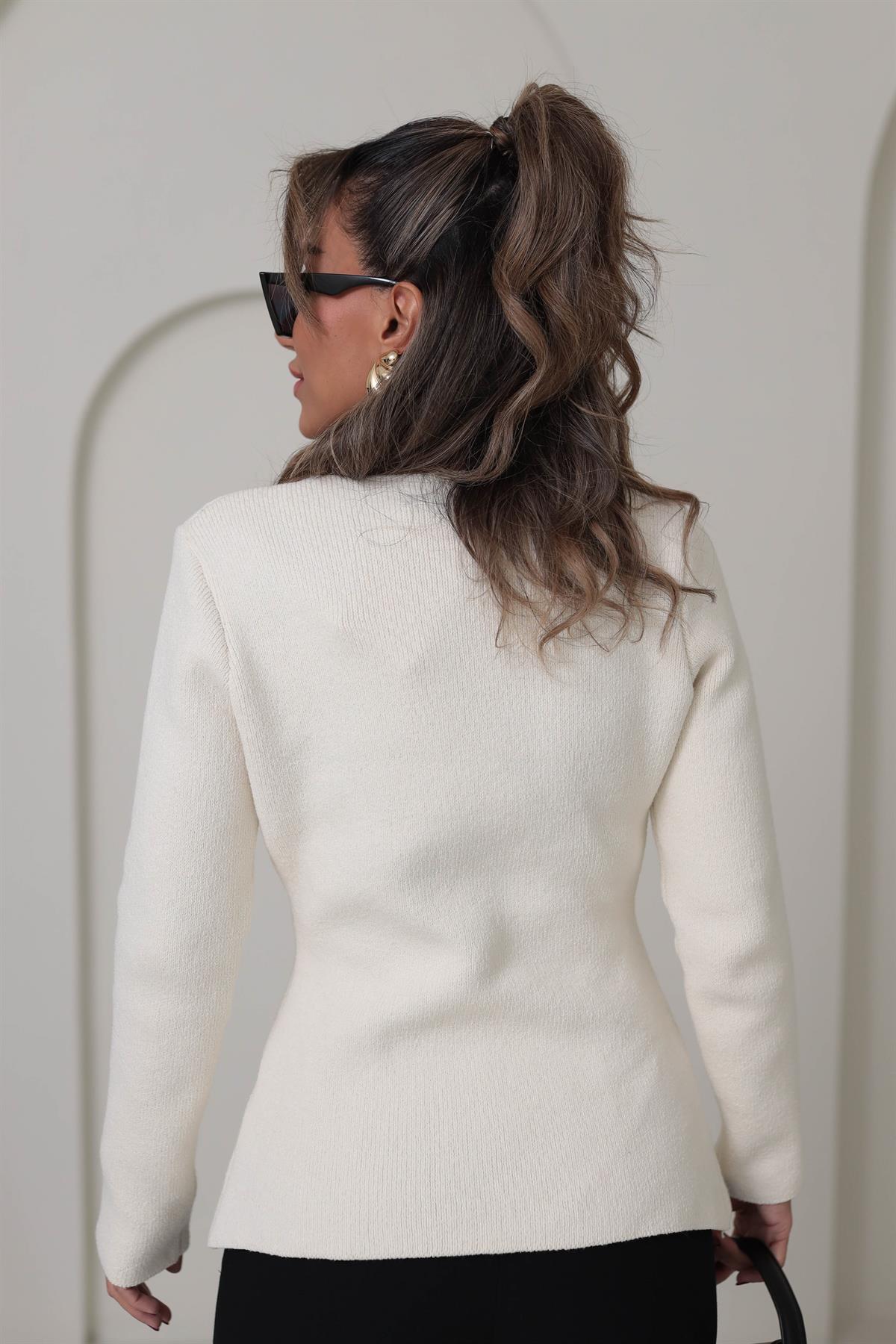 4417 Çelik Triko Hırka EKRU