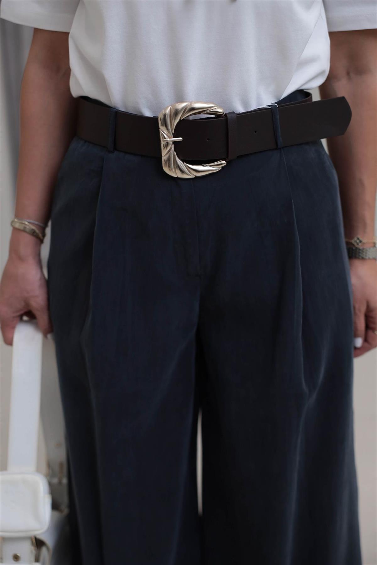 0741 Kemerli Salaş Tencel Pantolon ANTRASİT