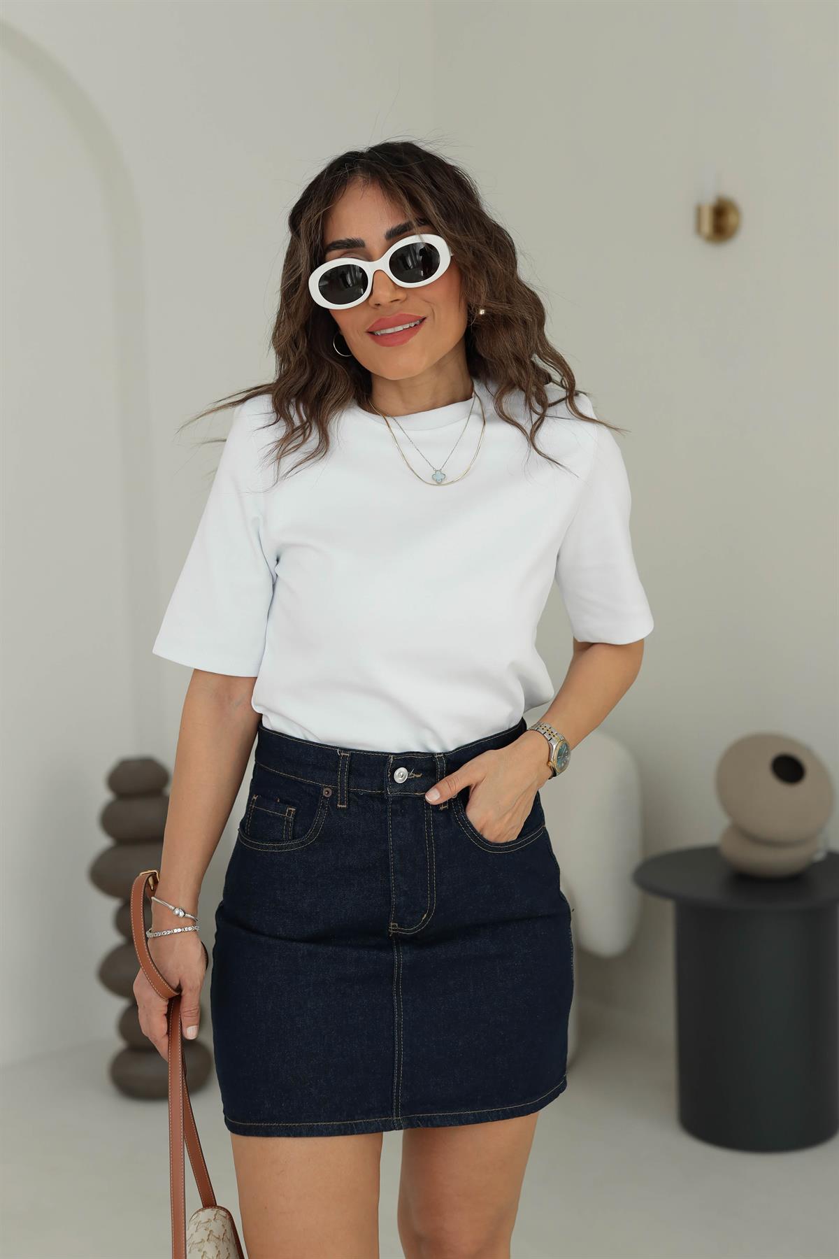 Mini Kot Etek LACİVERT