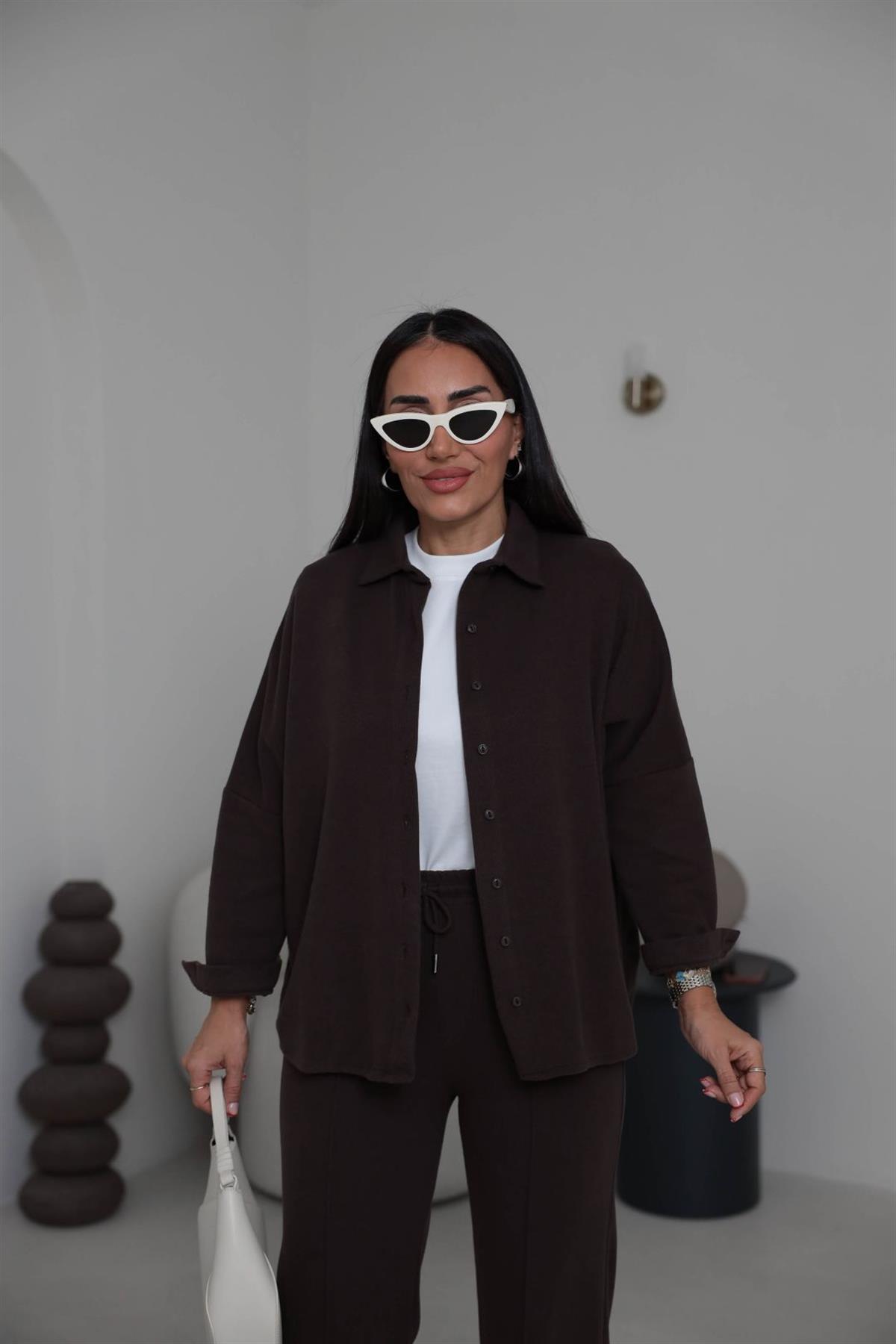 2241 Selanik Kumaş Gömlekli Takım KAHVE