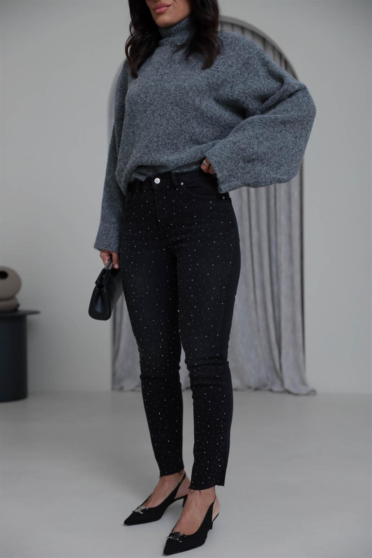 1055 Serpme Taşlı Likralı Jean FÜME