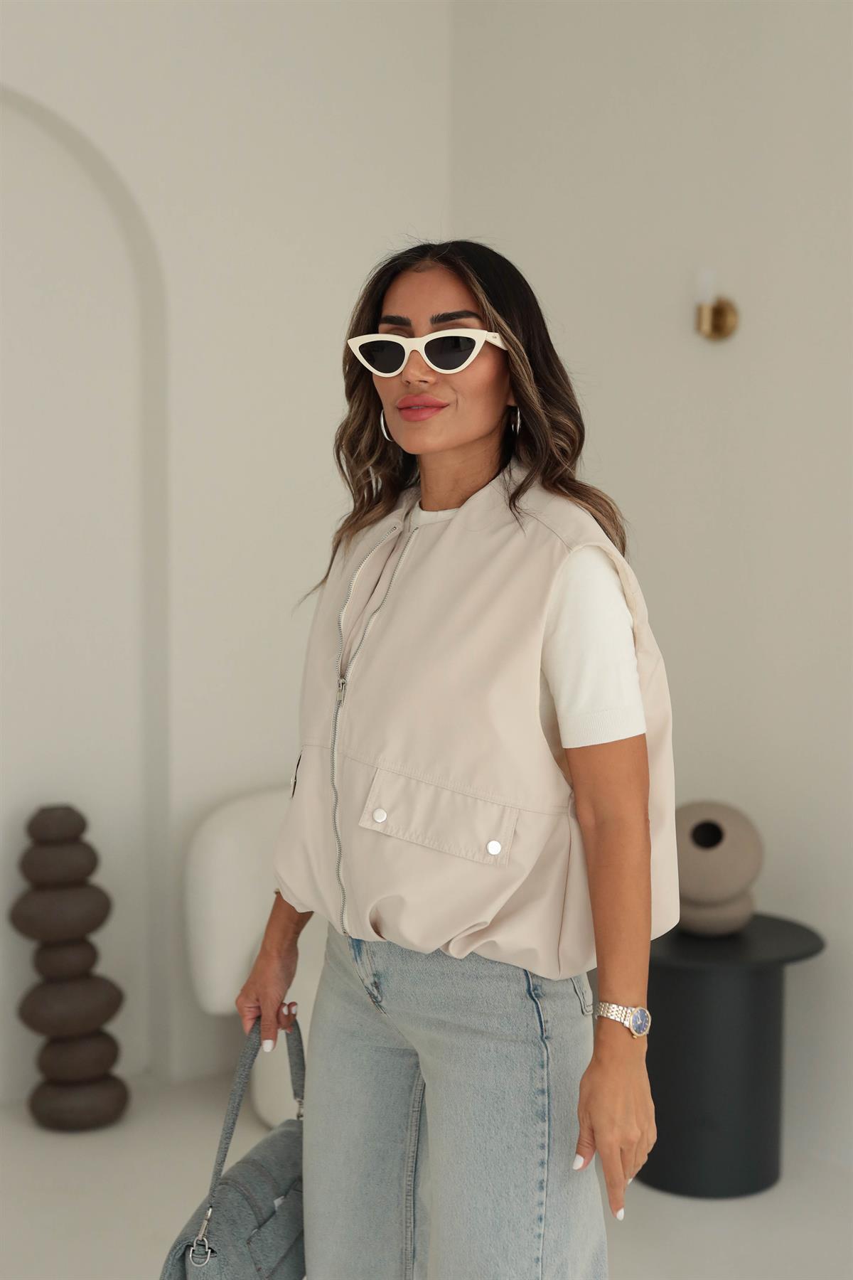 8662 Viral Astarlı Balon Yelek TAŞ