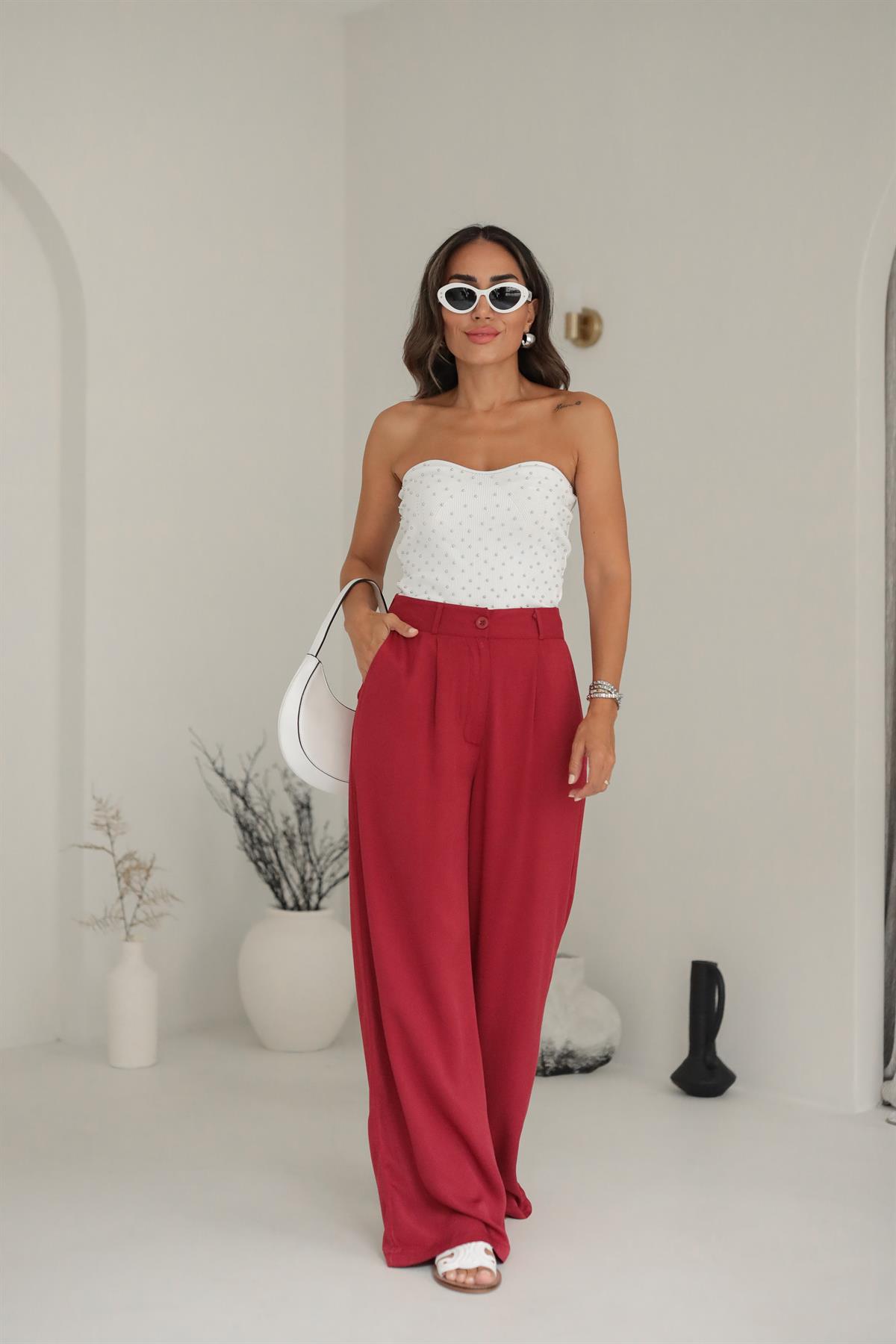 Tencel Kumaş Palazzo Pantolon