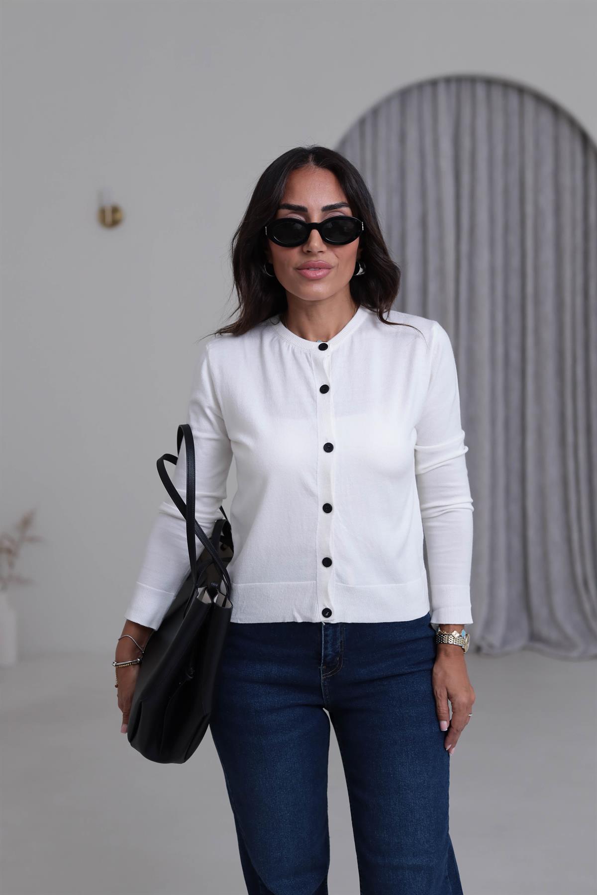 2016 Bisiklet Yaka Yumuşak Massi Hırka EKRU