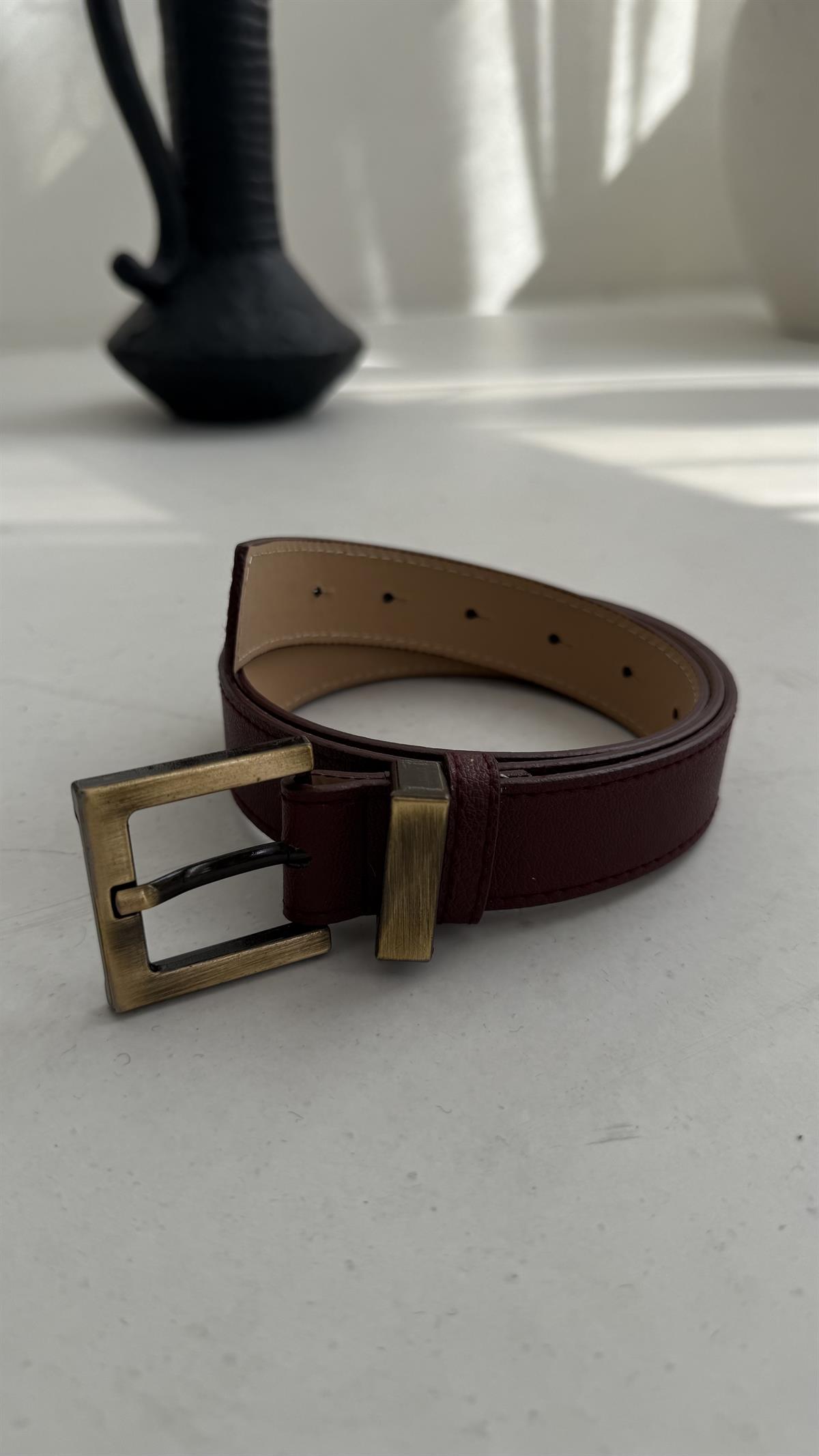 Eskitme Gold Detaylı Kemer BORDO