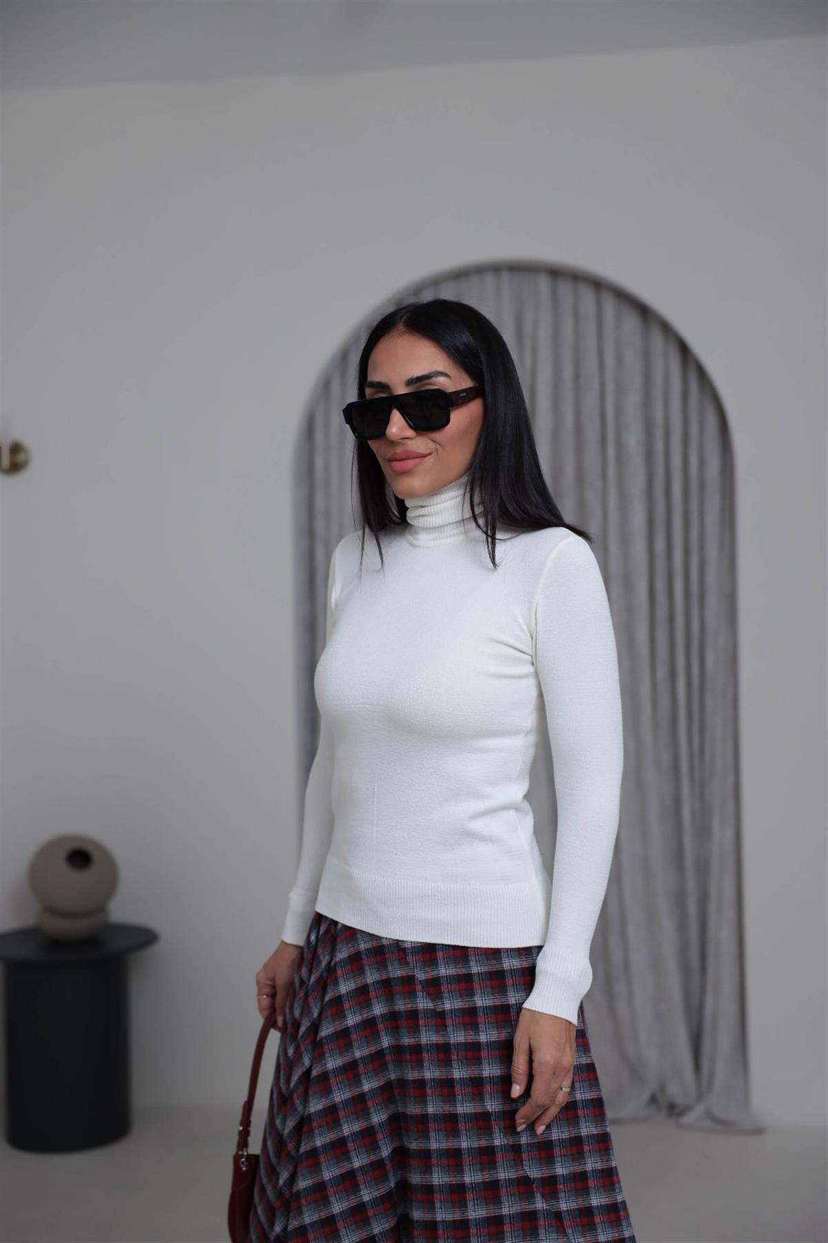 013 Balıkçı Yaka Triko Kazak EKRU