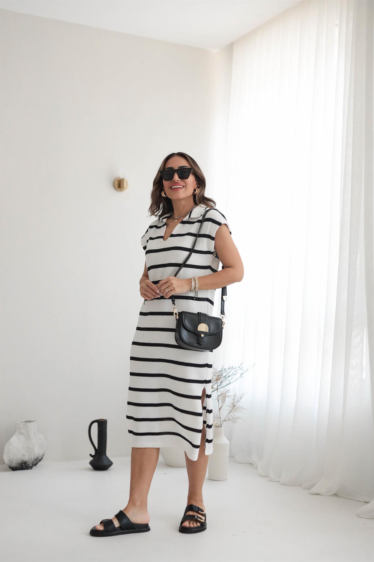 Polo Yaka Triko Elbise