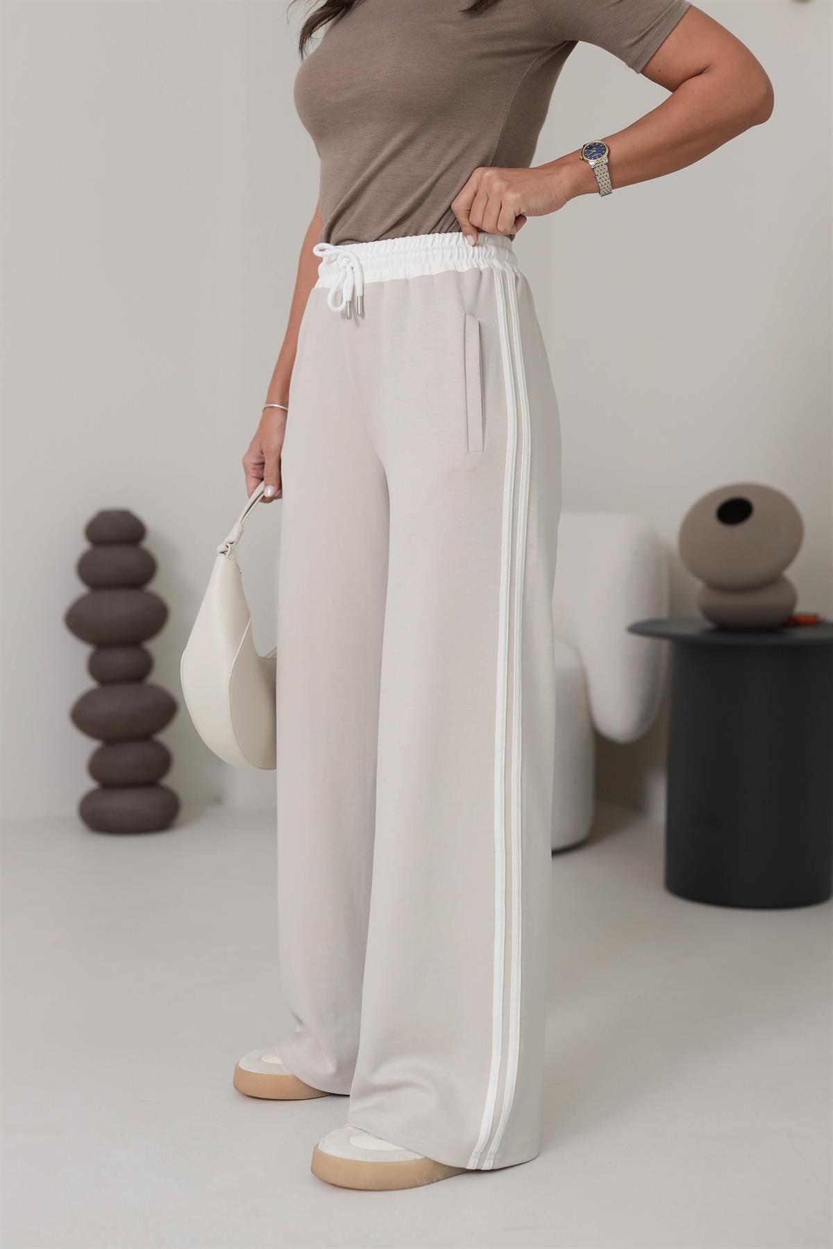 Yanları Şeritli Modal Pantolon BEJ